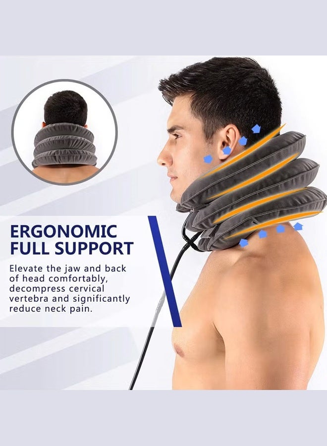 Cervical Neck Traction Device – Adjustable Inflatable Neck Stretcher, Neck Brace for Pain Relief, Decompression, and Tension Relief (Grey) - Image 5