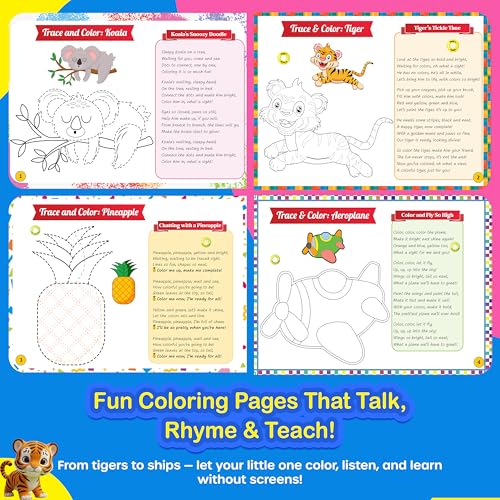 Kiddale 2 in 1 Sing-Along Rhymes & Coloring Activities Book| Enjoy Rhymes & 28 Sounds with Coloring| Best Gift for 2+ Kids - Image 3