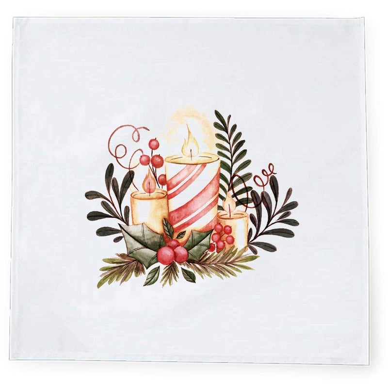 Khakee 6 Pcs Christmas Theme Tafta Silk Table Napkins 10x 10 for Xmas Decoration Christmas OrnamentsChristmas Gift npxmas322P - Image 2