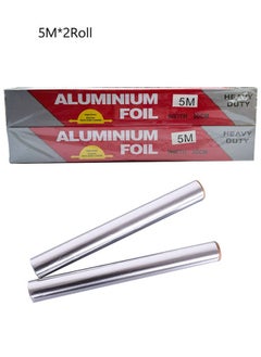 Generic 2-Piece Pack 5M Disposable Food Grade Aluminum Foil Roll  For Grilling, Roasting, Baking, And Food Storage To Preserve Freshness, 30CM Width, Perfect For Kitchen Wrap,Cooking (12micron Thickness)  - Image 1