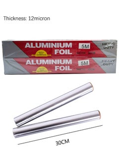 Generic 2-Piece Pack 5M Disposable Food Grade Aluminum Foil Roll  For Grilling, Roasting, Baking, And Food Storage To Preserve Freshness, 30CM Width, Perfect For Kitchen Wrap,Cooking (12micron Thickness)  - Image 2