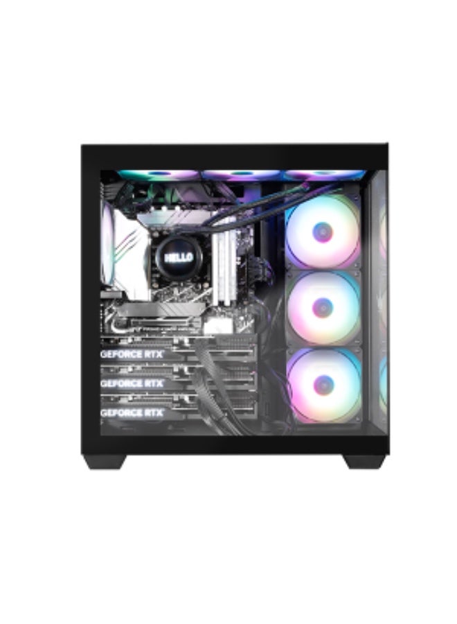 جالاكس كيس كمبيوتر ألعاب GALAX HOF ALLSYNQ ATX Mid-Tower مع لوح زجاجي مقسى، 4 مراوح ARGB، وتصميم شبكي عالي التدفق - Image 1