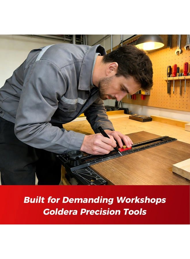 Gold Era Goldera Cabinet Hardware Jig, 30-Inch Adjustable T-Square Marking Ruler, Aluminum Woodworking Layout & Drilling Guide for Cabinet Handles, Pulls & DIY Projects - Image 5