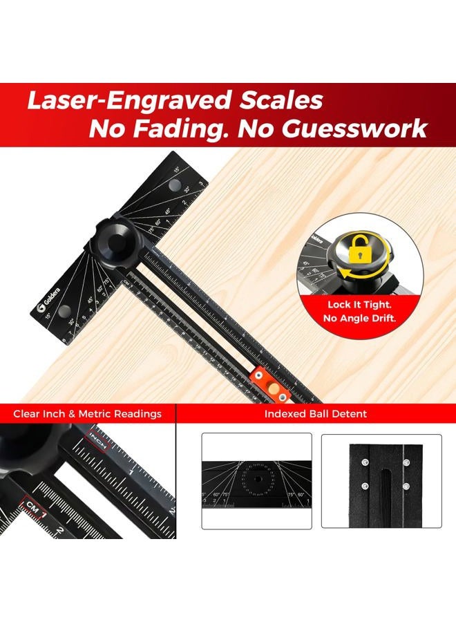 Gold Era Goldera Cabinet Hardware Jig, 30-Inch Adjustable T-Square Marking Ruler, Aluminum Woodworking Layout & Drilling Guide for Cabinet Handles, Pulls & DIY Projects - Image 2