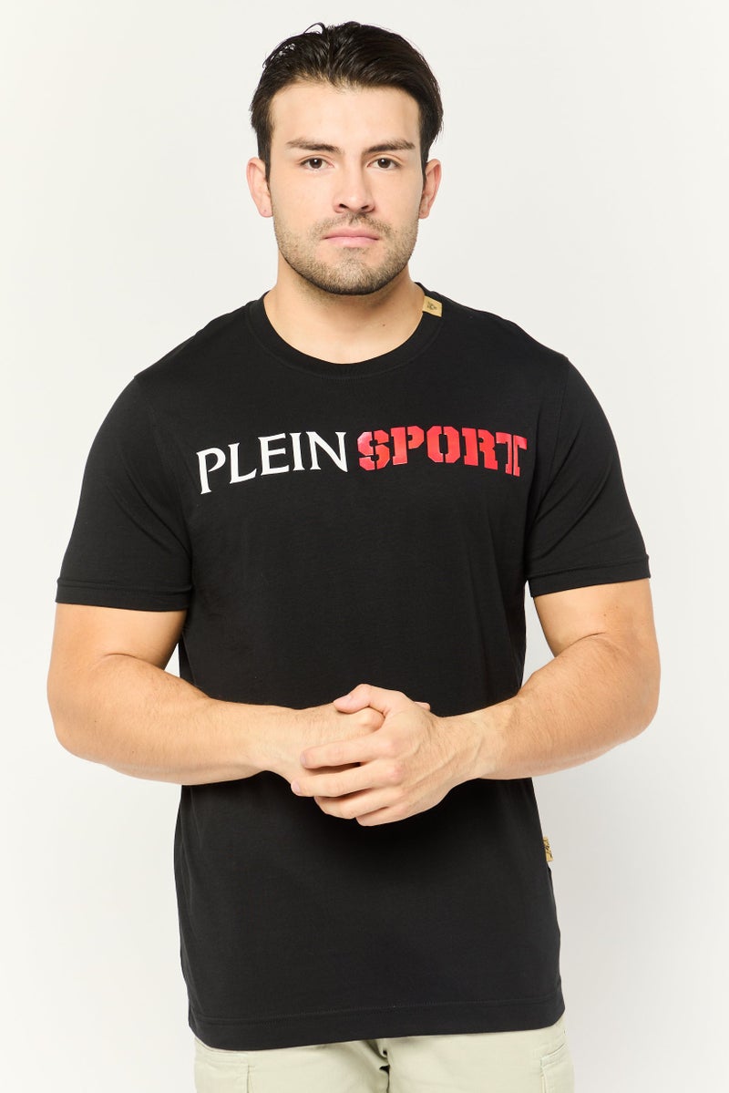PHILIPP PLEIN Plein Sport Men Sportswear Fit Short Sleeve Outdoor T-Shirt, Black - Image 1