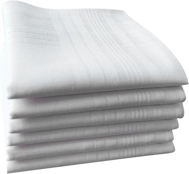 5 Pack Mens White Cotton Handkerchiefs Pocket Squares for Formal Wear - Image 1