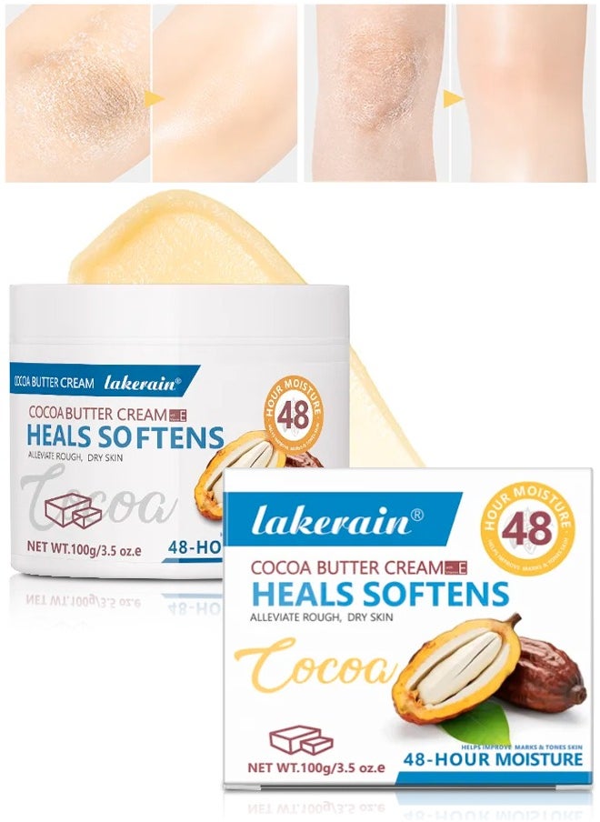 100g Cocoa Butter Cream Hand & Body Cream Cocoa Cream Heals Softens with Vitamin E Cocoa Butter Cream for Rough Dry Skin Stretch Marks & Scars Cocoa Cream for Dry Cracked Skin
