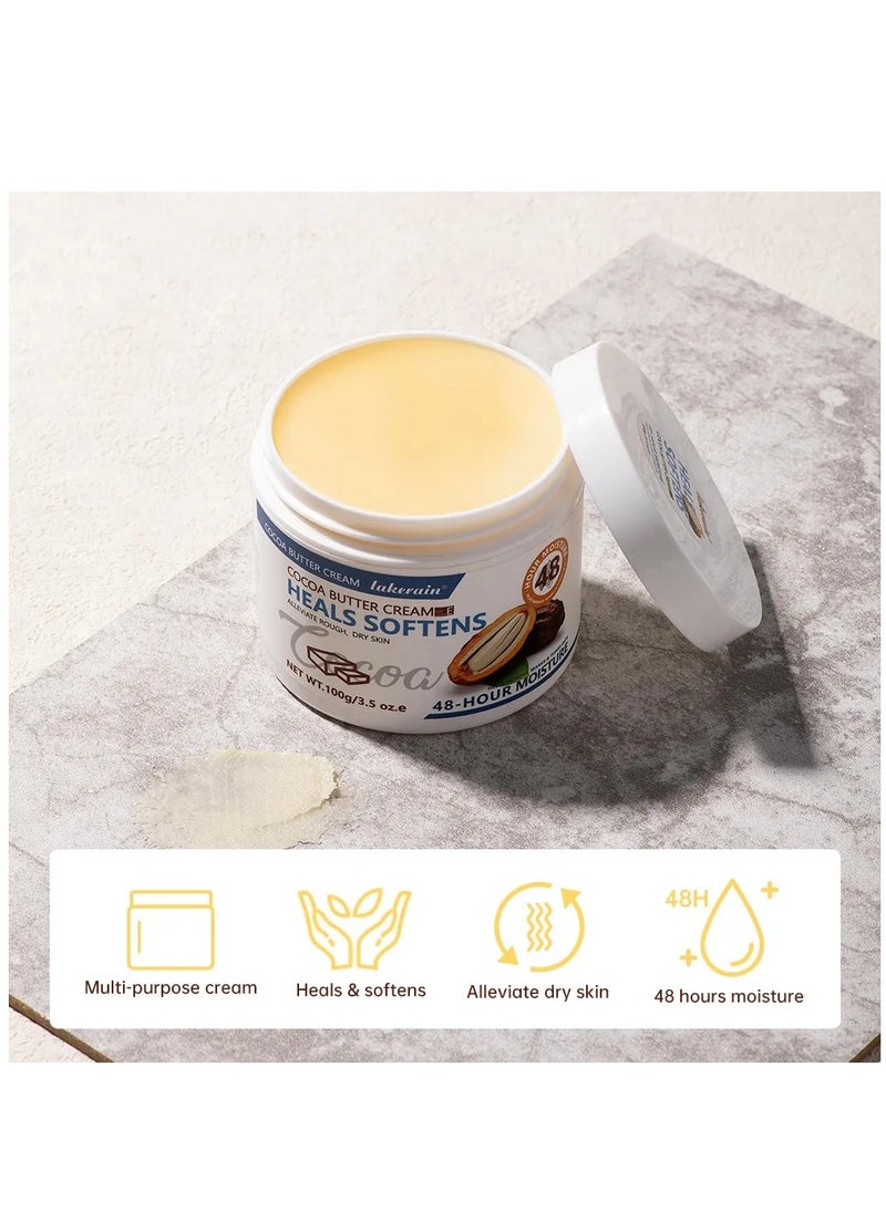 100g Cocoa Butter Cream Hand & Body Cream Cocoa Cream Heals Softens with Vitamin E Cocoa Butter Cream for Rough Dry Skin Stretch Marks & Scars Cocoa Cream for Dry Cracked Skin
