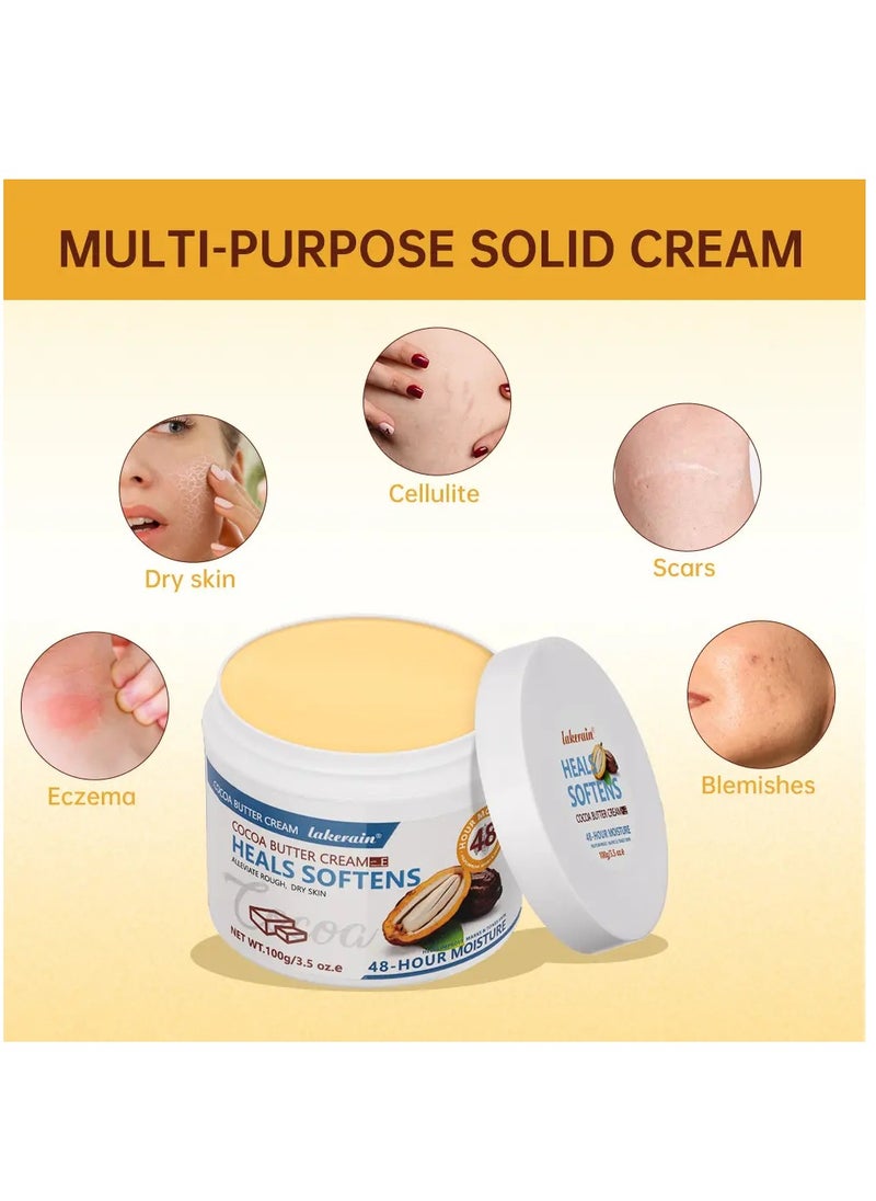 100g Cocoa Butter Cream Hand & Body Cream Cocoa Cream Heals Softens with Vitamin E Cocoa Butter Cream for Rough Dry Skin Stretch Marks & Scars Cocoa Cream for Dry Cracked Skin