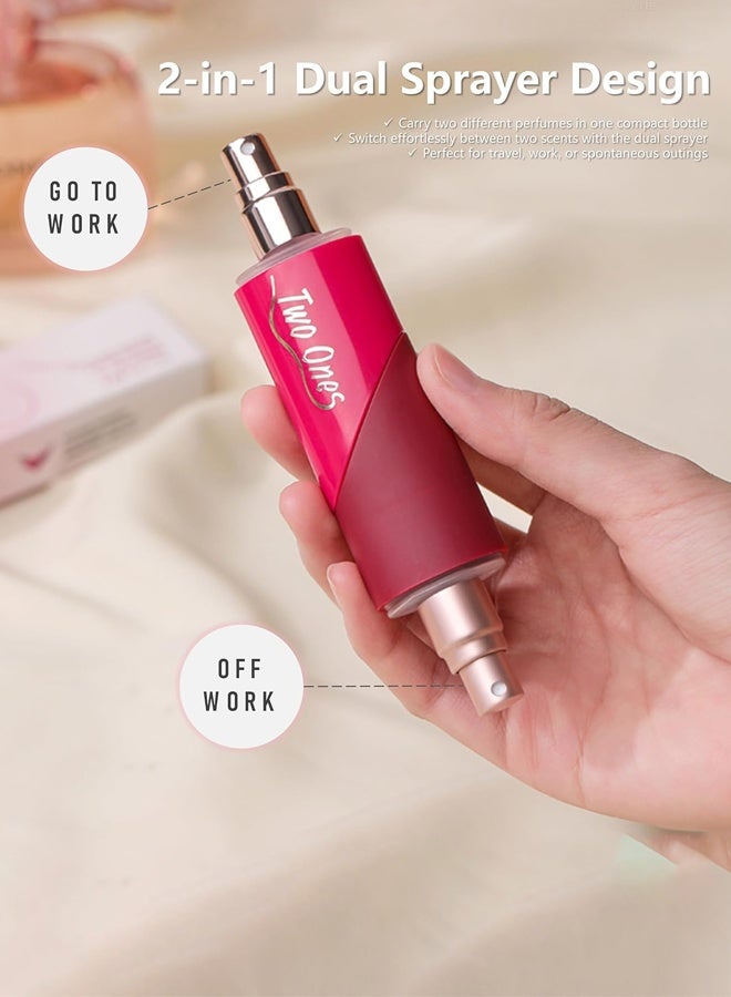Two Ones 2-in-1 Dual Chamber Perfume Atomizer 5ml+5ml, Heart Foldable Design, Leak-Proof Fine Mist Portable Travel Refillable Bottle - Image 3