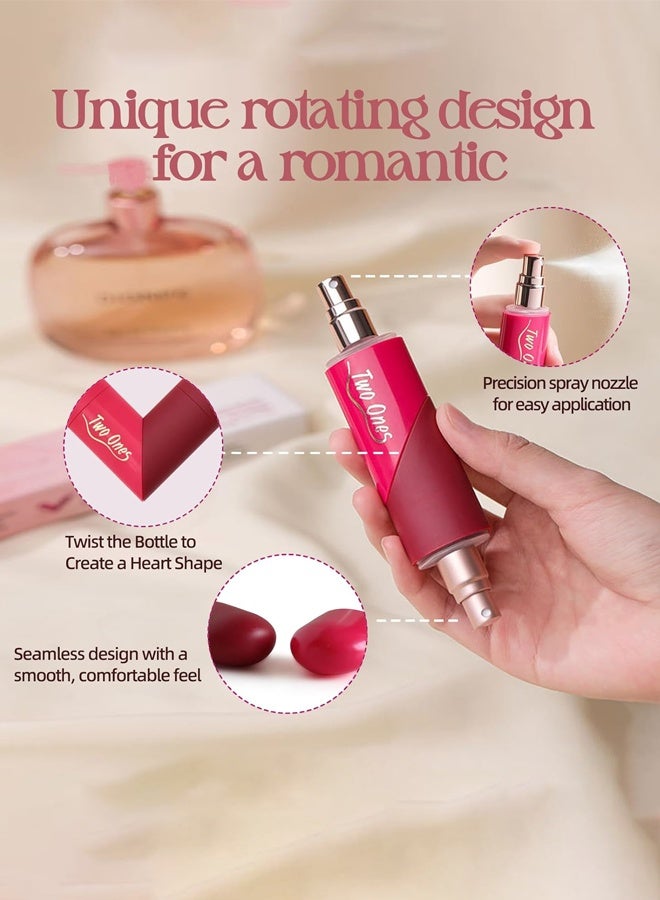 Two Ones 2-in-1 Dual Chamber Perfume Atomizer 5ml+5ml, Heart Foldable Design, Leak-Proof Fine Mist Portable Travel Refillable Bottle - Image 4