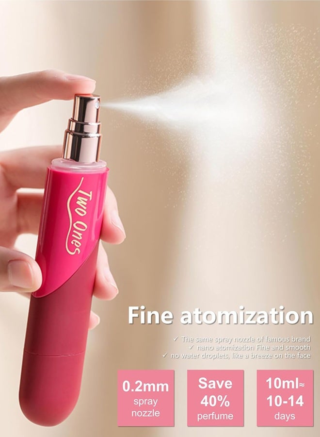 Two Ones 2-in-1 Dual Chamber Perfume Atomizer 5ml+5ml, Heart Foldable Design, Leak-Proof Fine Mist Portable Travel Refillable Bottle - Image 2