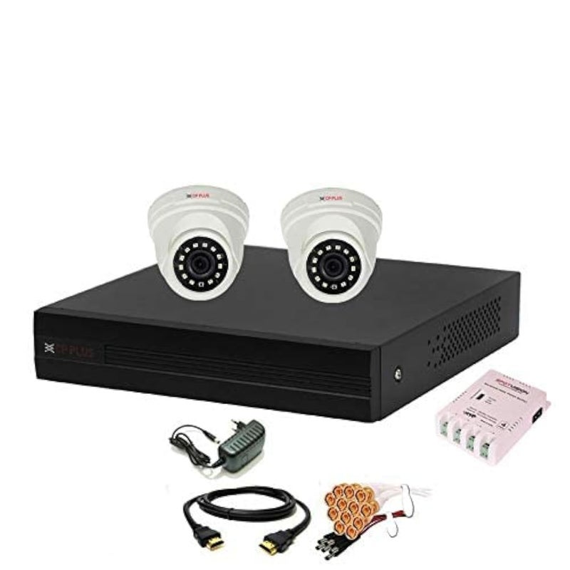 CP PLUS Wired 4 Channel HD DVR 1080p, Indoor Camera 2.4 MP 2Pcs, Combo Set - Image 1