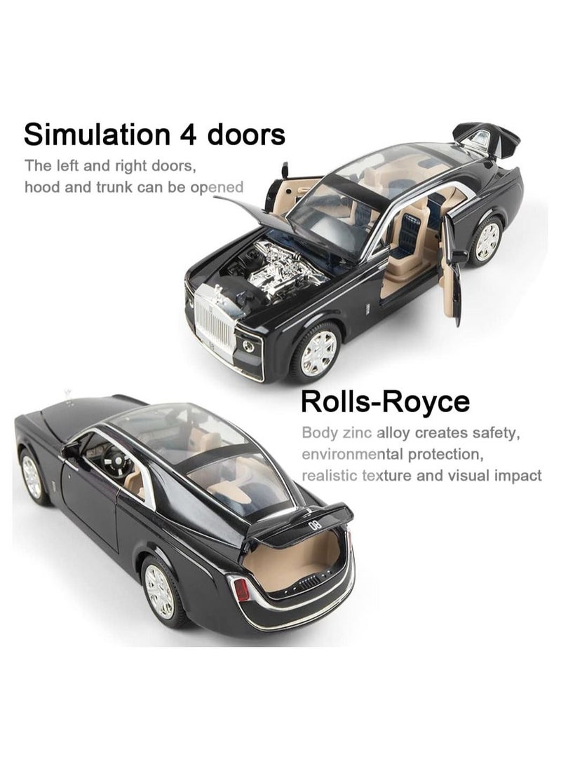 Swift 1:24 Rolls-Royce Sweptail Toy Car Alloy Diecast Collectible Model Car for Kids Gift, Pull Back Toy Car with Sound and Light, Classic Double Door, Car Logo Can be Folded, Black  - Image 4