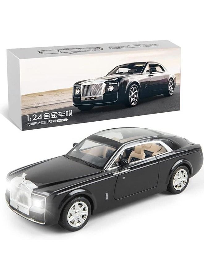 Swift 1:24 Rolls-Royce Sweptail Toy Car Alloy Diecast Collectible Model Car for Kids Gift, Pull Back Toy Car with Sound and Light, Classic Double Door, Car Logo Can be Folded, Black  - Image 1