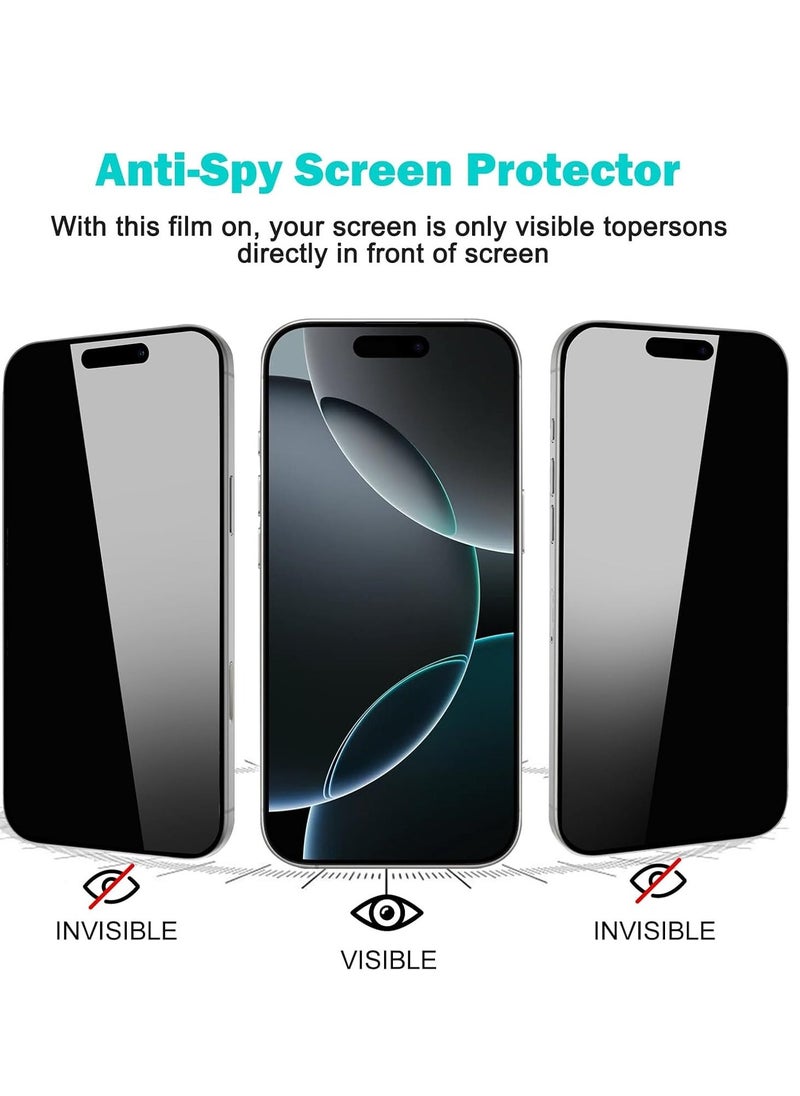 vesus [3+3 Pack] Privacy Screen Protector with Camera Lens Protector for iPhone 16 Pro 6.3" â€“ [Full Coverage] [Anti-Spy] [9H Hardness] [Edge Protection] [Easy Installation] [Bubble-Free] - Image 4