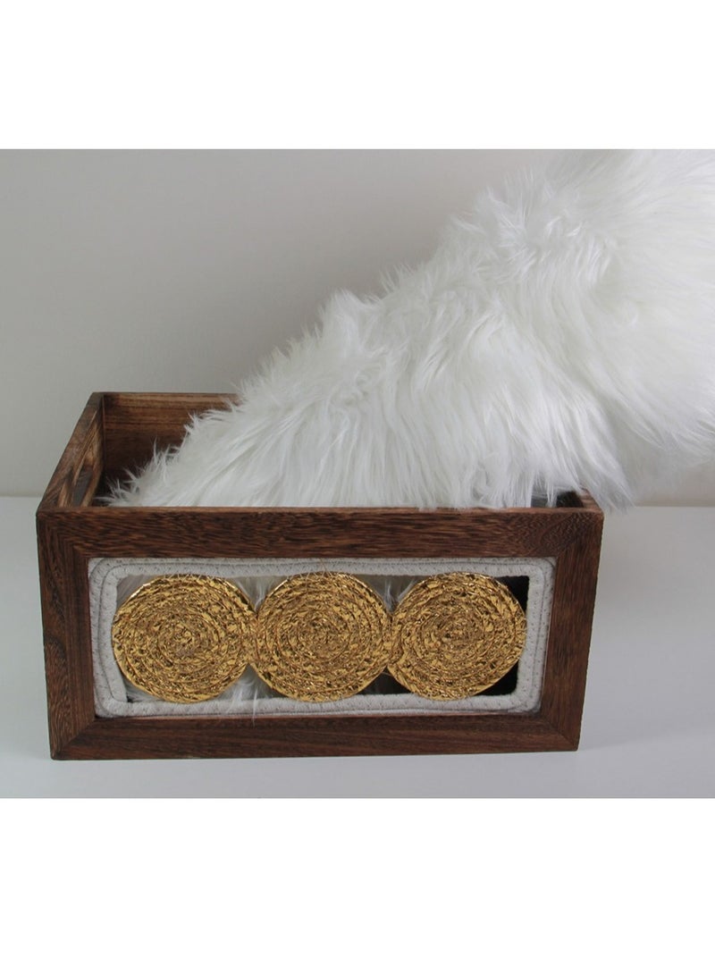 Wooden storage basket set, with a modern and attractive design, 3 pieces, golden/brown - Image 3