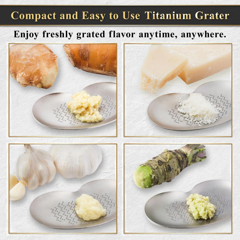Wablade Japanese Sustainable Titanium Grater for Wasabi Ginger Cheese Salt Garlic 3.4 inches Made in Japan - Image 2