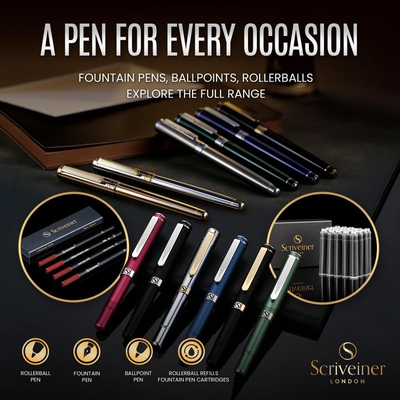 Scriveiner Black Green Ballpoint Pen - Black Green Luxury Pen, Chrome Finish, Schmidt Black Refill, Best Ball Pen Gift Set for Men & Women, Professional Executive Office, Nice Designer Pen - Image 5