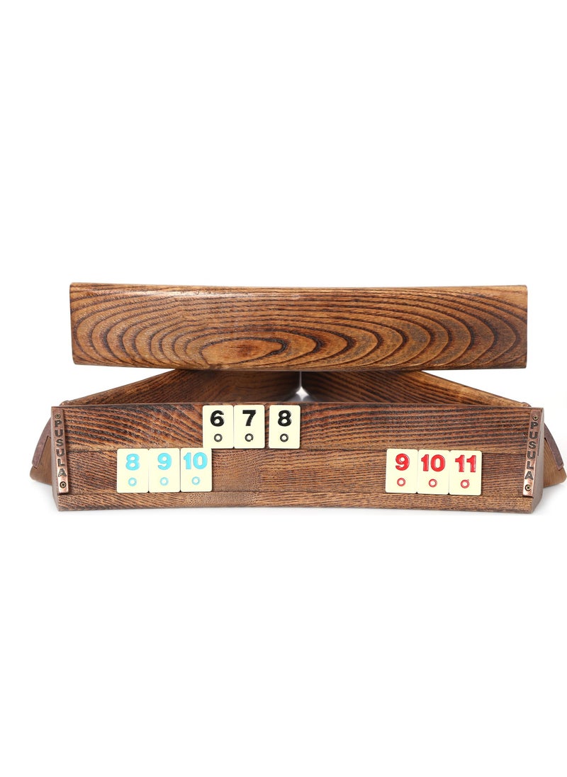 Pusula Oyun - Compass Game Natural Wave Real Wood 101 Oval Okey Game Set Belize - Image 1