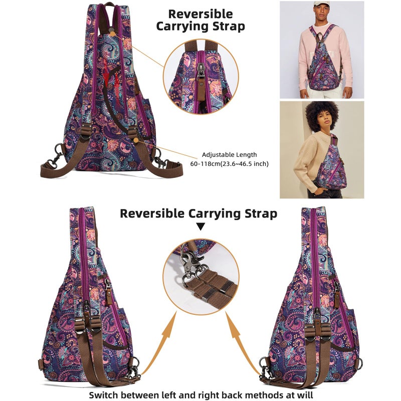 KL928 Canvas Sling Bag - Small Crossbody Backpack Shoulder Casual Daypack Rucksack for Men Women - Image 3