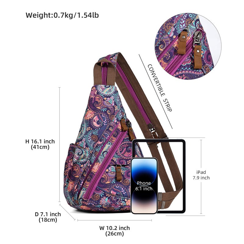 KL928 Canvas Sling Bag - Small Crossbody Backpack Shoulder Casual Daypack Rucksack for Men Women - Image 2