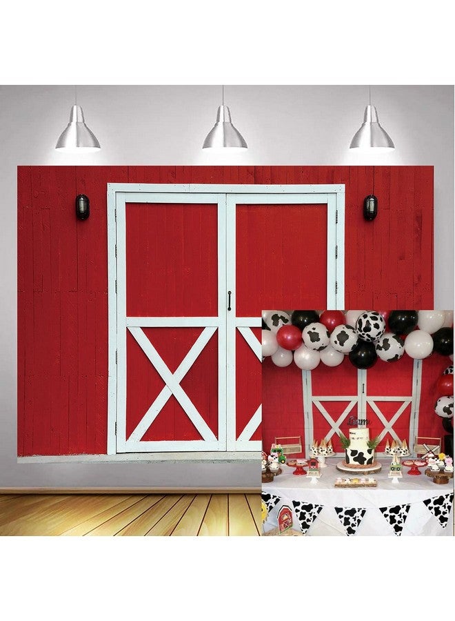 Cenven Red Barn Door Backdrop Western Rustic Farm Wooden Door Wall Photography Background Bbq Party Newborn Baby Shower Cowboy Girl Birthday Decorations 7X5Ft - Image 2