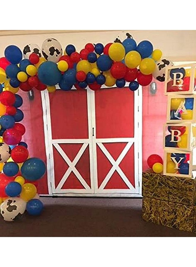 Cenven Red Barn Door Backdrop Western Rustic Farm Wooden Door Wall Photography Background Bbq Party Newborn Baby Shower Cowboy Girl Birthday Decorations 7X5Ft - Image 4