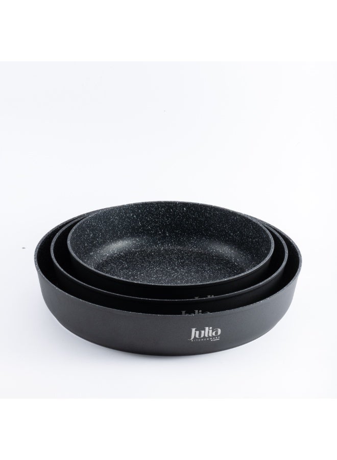 جوليا طقم أواني جوليا إيليت برو بلس الدائرية المطروقة، 3 قطع، أسود - Image 3