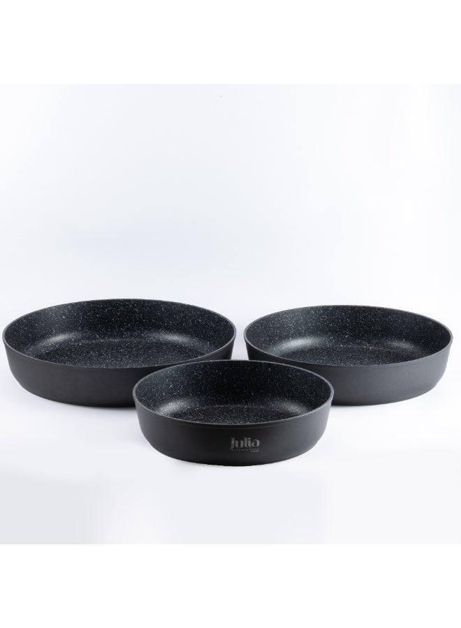 جوليا طقم أواني جوليا إيليت برو بلس الدائرية المطروقة، 3 قطع، أسود - Image 2