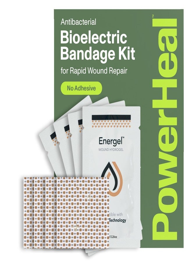 PowerHeal Bioelectric Bandage Kit for Wound Care & Healing – Single Layer No Adhesive Includes Wound Hydrogel, Can Be Cut to Fit – for Cuts, Abrasions, Blisters, Burns – 4-Pack, 2” x 2” - Image 1