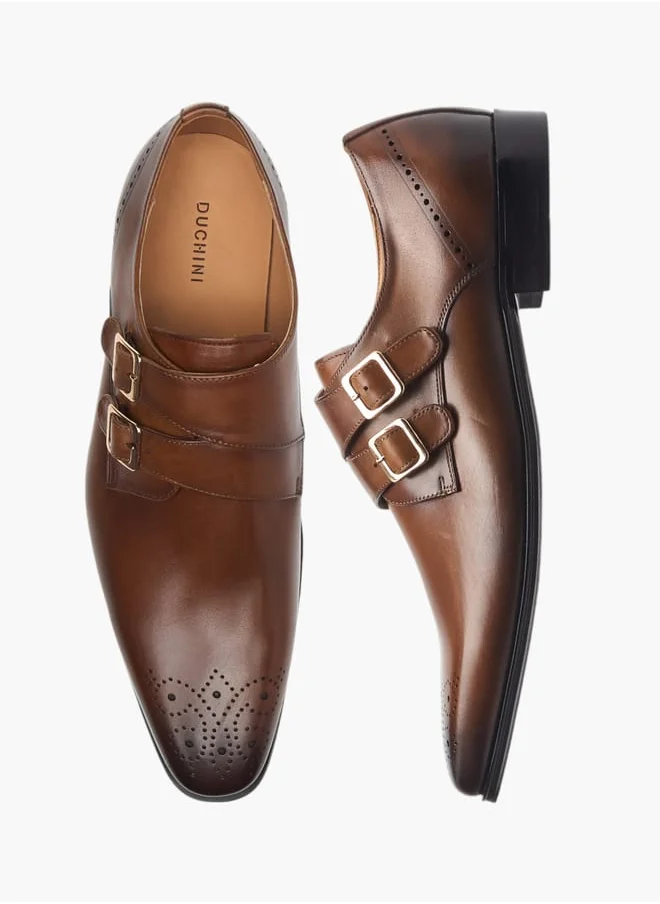 دوتشيني Men's Solid Slip-On Monk Shoes