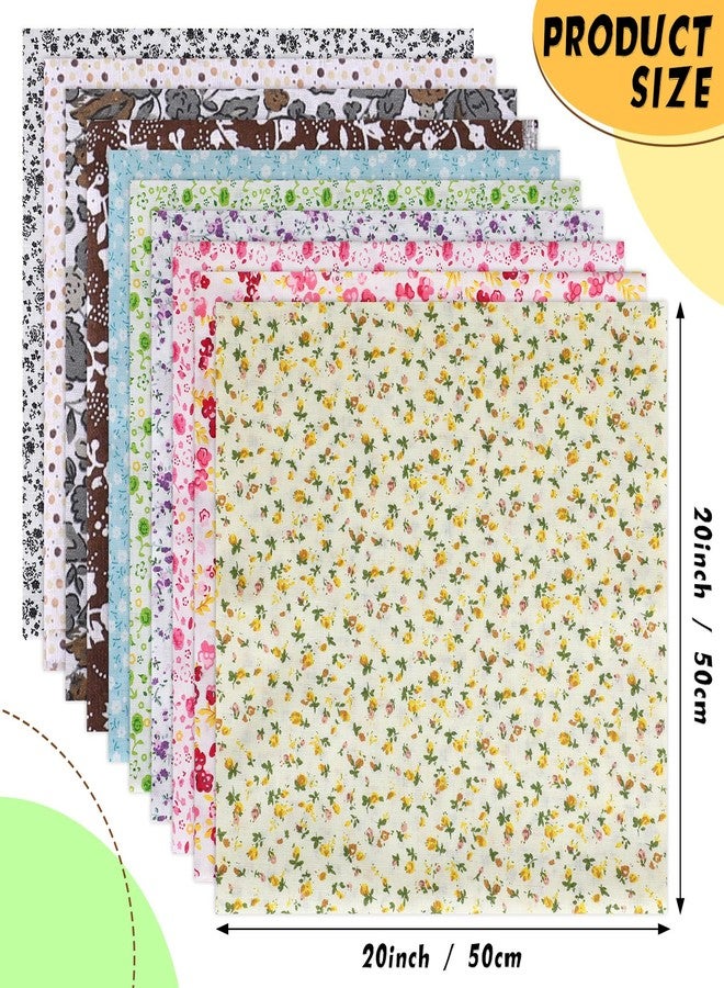 Macarrie 70 Pcs 100% Cotton Fat Quarters 20 x 20 Inch Floral Printed Cotton Cloth Sewing Supplies Fabric Multicolor Fabric Squares Fabric Bundles for DIY Quilting Patchwork Scrapbooking Craft - Image 2