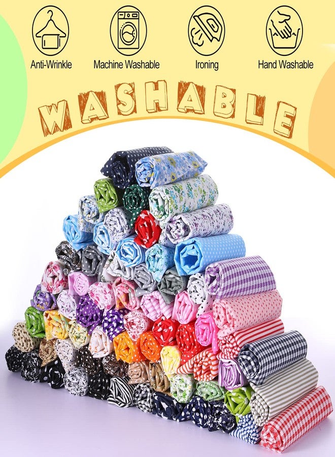 Macarrie 70 Pcs 100% Cotton Fat Quarters 20 x 20 Inch Floral Printed Cotton Cloth Sewing Supplies Fabric Multicolor Fabric Squares Fabric Bundles for DIY Quilting Patchwork Scrapbooking Craft - Image 4