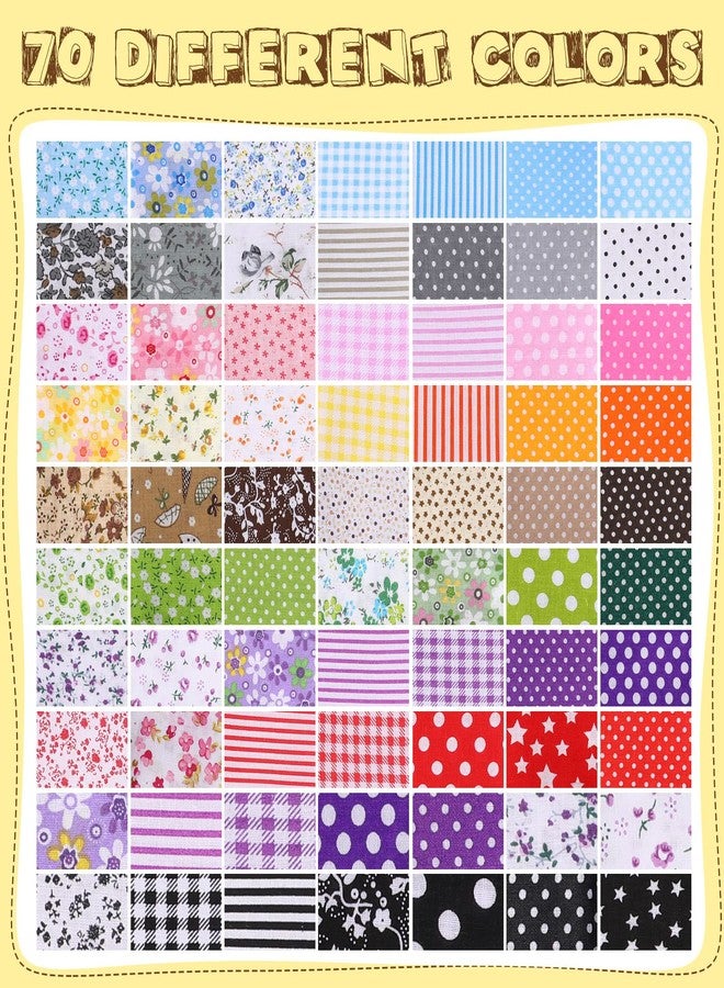 Macarrie 70 Pcs 100% Cotton Fat Quarters 20 x 20 Inch Floral Printed Cotton Cloth Sewing Supplies Fabric Multicolor Fabric Squares Fabric Bundles for DIY Quilting Patchwork Scrapbooking Craft - Image 5