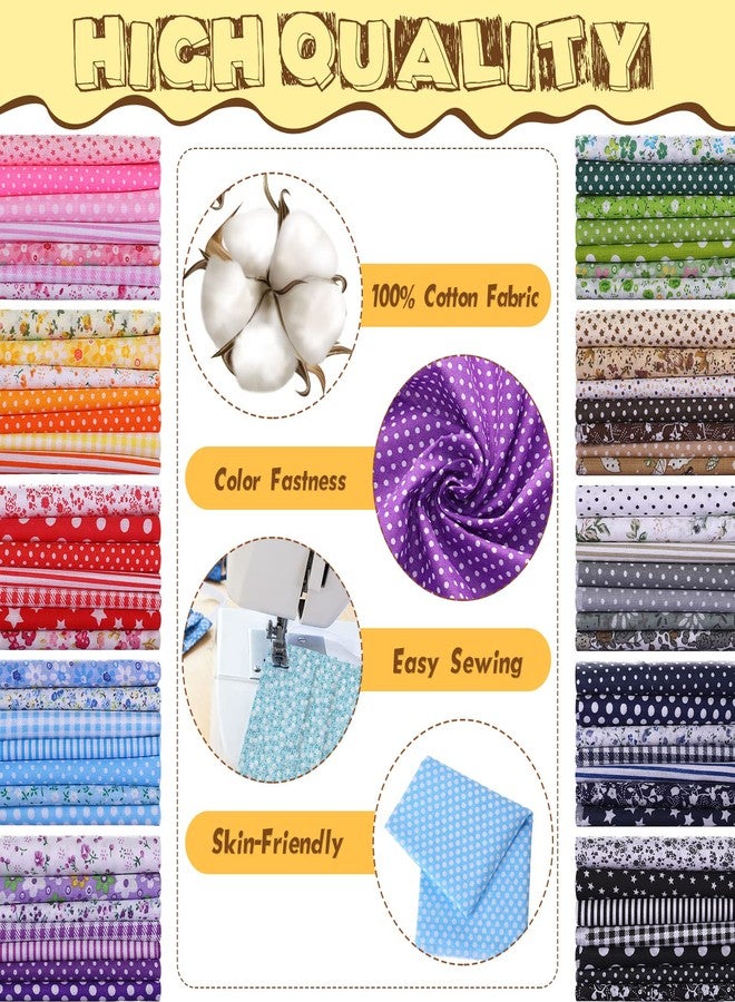 Macarrie 70 Pcs 100% Cotton Fat Quarters 20 x 20 Inch Floral Printed Cotton Cloth Sewing Supplies Fabric Multicolor Fabric Squares Fabric Bundles for DIY Quilting Patchwork Scrapbooking Craft - Image 3