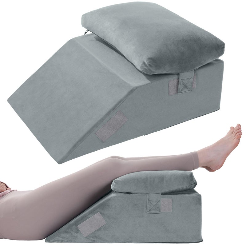 HOMBYS Leg Elevating Adjustable PillowHigh Density Foam Leg Elevation Pillows for After SurgeryWedge Pillow for Knee or Leg Pain ReliefLeg Support Pillow to Elevate Feet 17x24x9 - Image 2