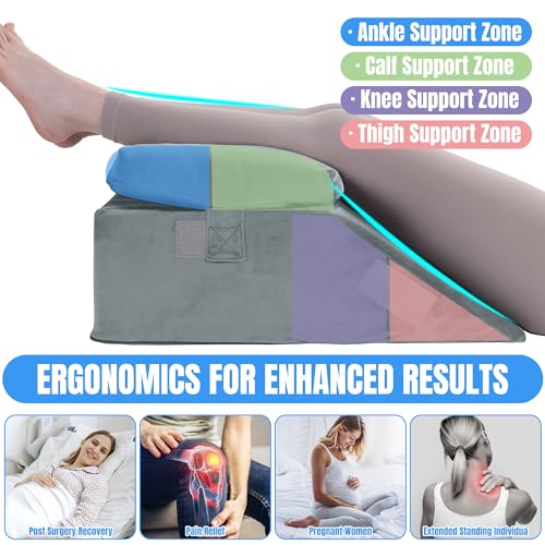 HOMBYS Leg Elevating Adjustable PillowHigh Density Foam Leg Elevation Pillows for After SurgeryWedge Pillow for Knee or Leg Pain ReliefLeg Support Pillow to Elevate Feet 17x24x9 - Image 3