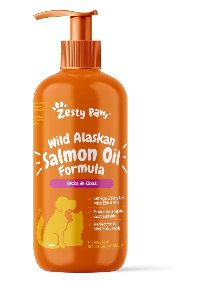 Zesty Paws Wild Alaskan Omega-3 Blend Pollock + Salmon Oil for Dogs and Cats- Skin and Coat Support, Omega 3 Supplement for Pets - Image 1