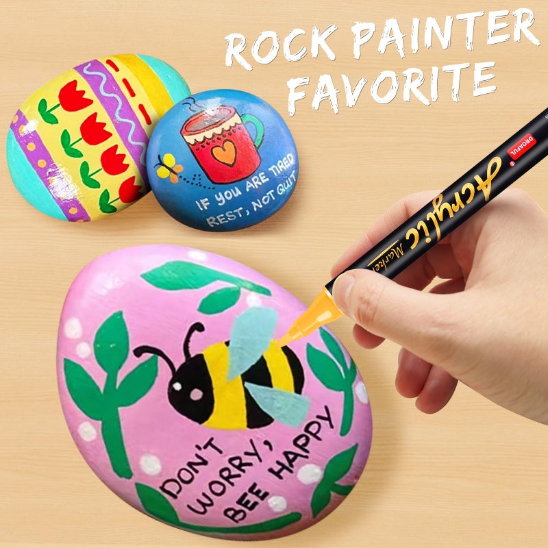 Droaful Acrylic Paint Pens Markers, 20 Colors Dual Tips Waterproof Paint Markers For Rock Painting, Fabric, Metal, Glass, Wood, Canvas, Ceramic, Plastic, Non-Toxic & Odor, Premium Art And DIY Craft Supplies - Image 5