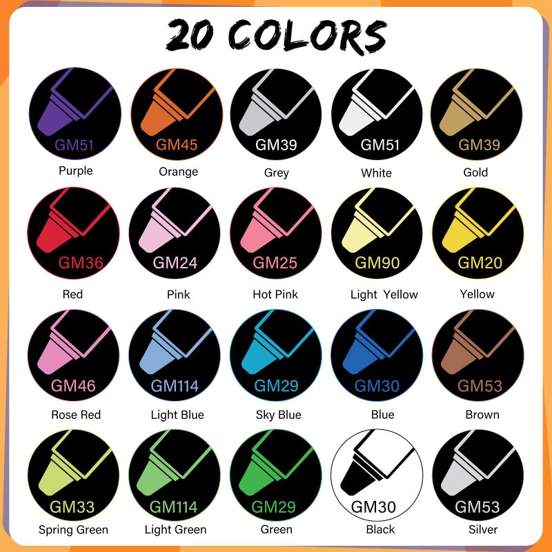 Droaful Acrylic Paint Pens Markers, 20 Colors Dual Tips Waterproof Paint Markers For Rock Painting, Fabric, Metal, Glass, Wood, Canvas, Ceramic, Plastic, Non-Toxic & Odor, Premium Art And DIY Craft Supplies - Image 4