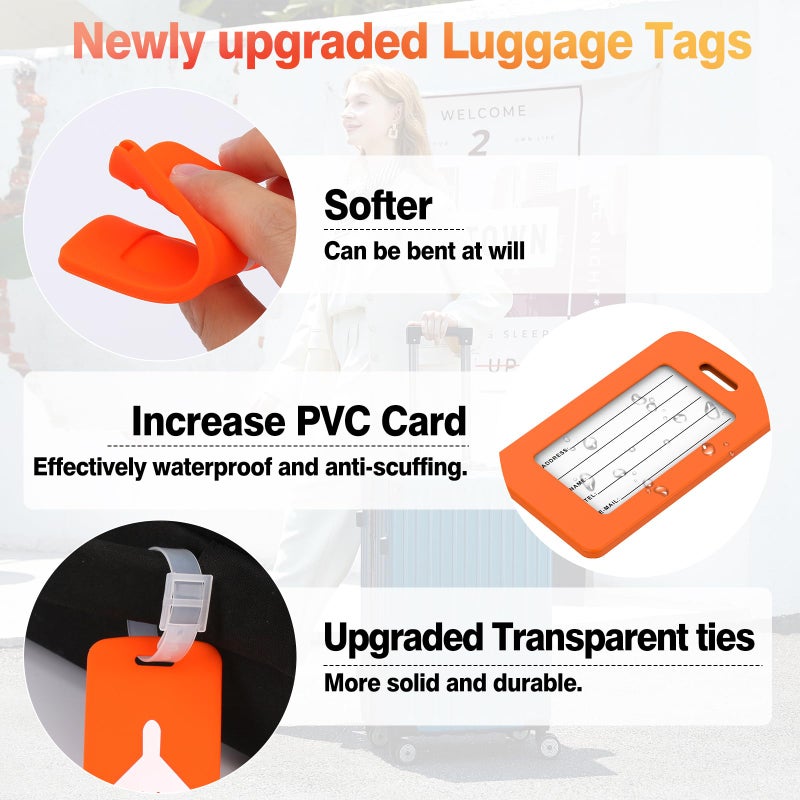 Maromalife 2 Pack Silicone Luggage Tag with Name ID Card Perfect to Quickly Spot Luggage Suitcase, TSA Approved, Luggage Identifiers for Suitcases and Bags, Privacy Protection Travel Suitcase Tags - Image 2