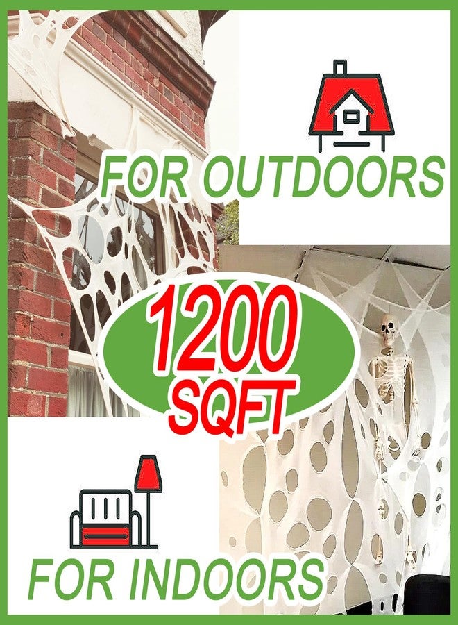 YHFUISK 1200 Sqft Giant Durable Spider Webs Halloween Decorations Outdoor, Stretchy Beef Netting for Halloween Party, Halloween Decorations Indoor Party, Spider Web Decor for Haunted House(40FT x 4FT) - Image 4