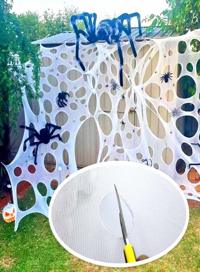 YHFUISK 1200 Sqft Giant Durable Spider Webs Halloween Decorations Outdoor, Stretchy Beef Netting for Halloween Party, Halloween Decorations Indoor Party, Spider Web Decor for Haunted House(40FT x 4FT) - Image 5