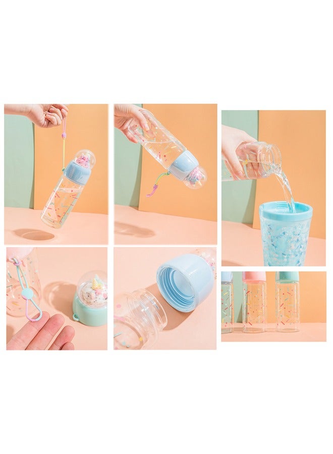 3-Piece 380ml Cartoon Shaped Creative Glass Clear Rainbow Glitter Drink Milk Water Juice Bottle  - Image 3