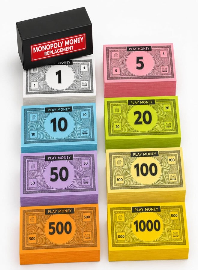 Zadin Play Money Compatible for Monopoly Board Game - [UPGRADED] 560pcs of 70 Each Bill Denomination, Double Sides Printing Paper Money for Pretend Play Cashier, Prop Money, Fake Money - Image 1