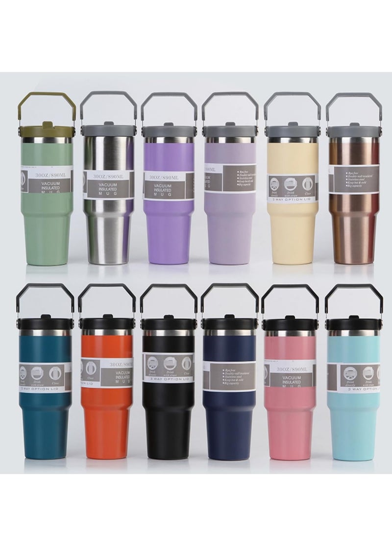 ELTRAZONE 900ml Stainless Steel Leak-Proof Travel Tumbler Mug – Double Wall Vacuum Insulated Sipper Bottle with Straw & Lid, Ideal for Car, Office, Travel & Gym (Pink) – Keeps Drinks Hot & Cold for Hours, Reusable & Durable - Image 5