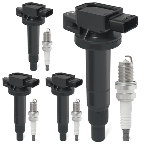 BELKEBIR Set of 4 Ignition Coil Pack & Iridium Spark Plugs Compatible with 1.5L 2001-2009 Toyota Prius, 2007-2018 Yaris, 2012-2019 Prius C, 2000-2005 Echo, 2004-2006 Scion XA XB Replace UF316 C1304 90080-19021 - Image 1