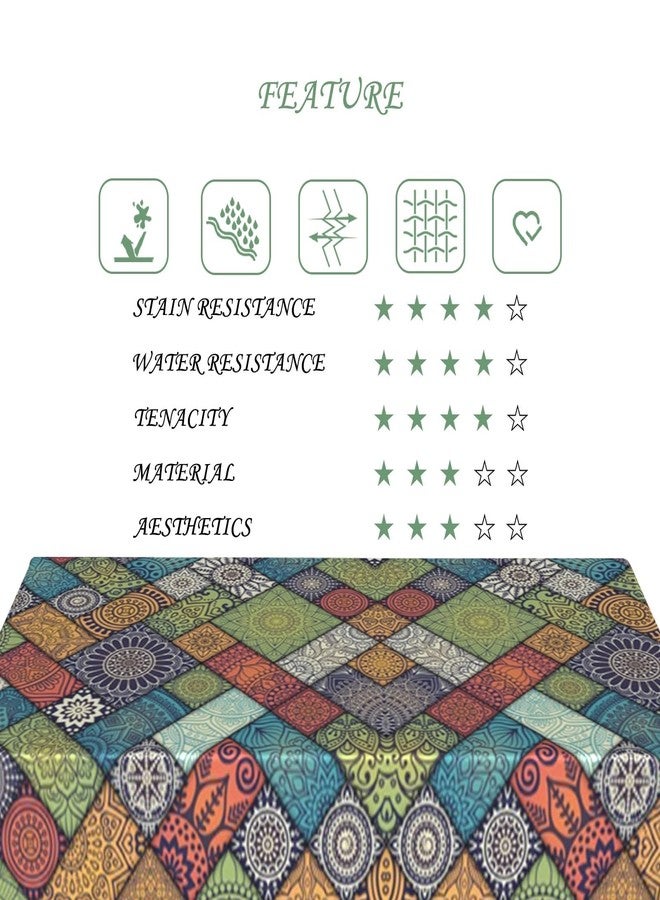 ggaimwf مفرش طاولة مستطيل بوهيمي مغربي من ggaimwf، مقاس 54 × 78 بوصة، بنقوش هندسية قبلية، فسيفساء ماندالا، مقاوم للماء والبقع، مناسب للمطبخ، الحفلات، حفلات الزفاف، البوفيهات، الولائم المنزلية، وتناول الطعام - Image 5