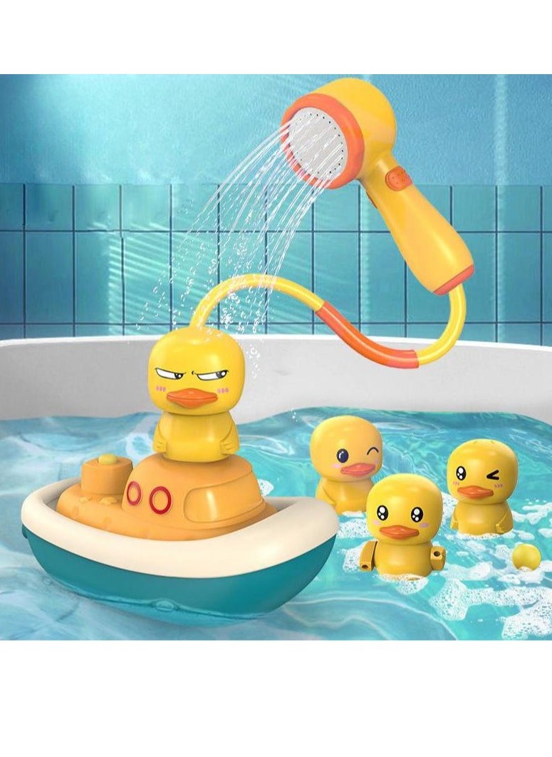 MIXDE - Cute Duck Bath Shower Head Toys Set with Anti-bacterial Filter Water Sprinkler For Kids - Image 1